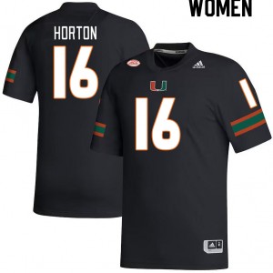 Women Isaiah Horton Black Miami College Football #16 Jersey 856108-170