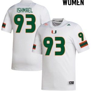 Women Jabari Ishmael White Miami Hurricanes College Football #93 Jersey 352192-449