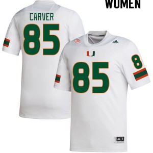 Women Jackson Carver White Hurricanes College Football #85 Jersey 305327-606