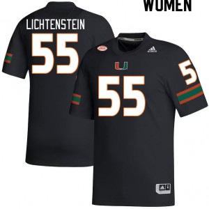Women Jacob Lichtenstein Black Hurricanes College Football #55 Jersey 956058-368
