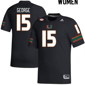 Women Jacolby George Black University of Miami College Football #15 Jersey 998663-305