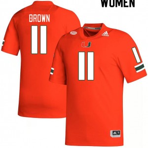 Women Jacurri Brown Orange Miami College Football #11 Jersey 494365-292