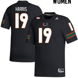 Women Jaden Harris Black Miami Hurricanes College Football #19 Jersey 224618-485