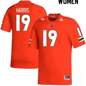 Women Jaden Harris Orange Miami Hurricanes College Football #19 Jersey 296906-385