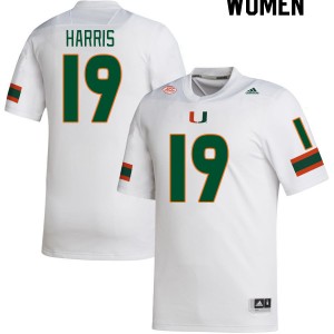 Women Jaden Harris White Miami College Football #19 Jersey 198987-865