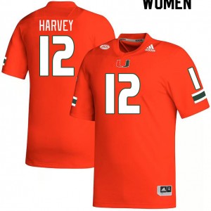 Women Jahfari Harvey Orange Miami College Football #12 Jersey 618959-369