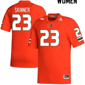 Women Jaleel Skinner Orange Miami Hurricanes College Football #23 Jersey 950693-632