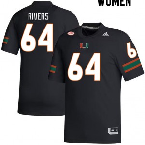 Women Jalen Rivers Black Miami College Football #64 Jersey 927786-194