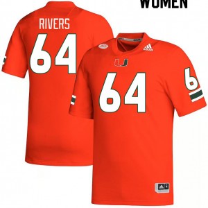 Women Jalen Rivers Orange University of Miami College Football #64 Jersey 656831-184