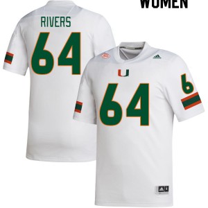Women Jalen Rivers White Hurricanes College Football #64 Jersey 728119-198