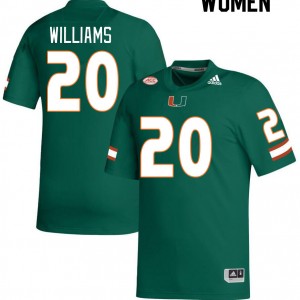Women James Williams Green Miami Hurricanes College Football #20 Jersey 925962-698