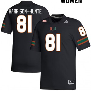 Women Jared Harrison-Hunte Black University of Miami College Football #81 Jersey 905771-163