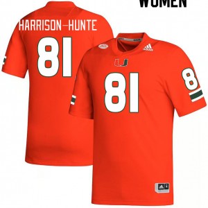 Women Jared Harrison-Hunte Orange Hurricanes College Football #81 Jersey 385772-332