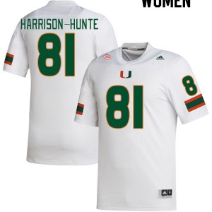 Women Jared Harrison-Hunte White Miami College Football #81 Jersey 981042-397