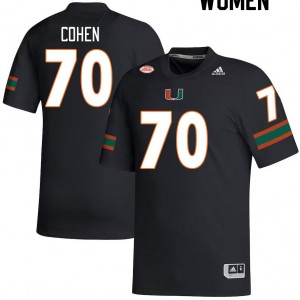 Women Javion Cohen Black University of Miami College Football #70 Jersey 580334-171