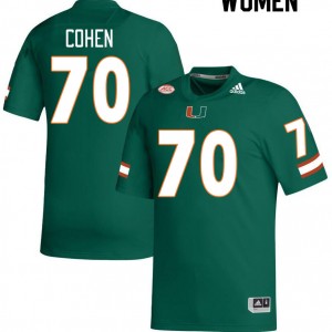 Women Javion Cohen Green University of Miami College Football #70 Jersey 165230-370