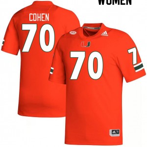 Women Javion Cohen Orange University of Miami College Football #70 Jersey 889469-446