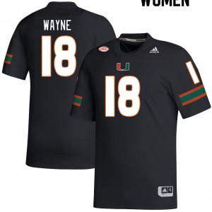 Women Jayden Wayne Black Miami Hurricanes College Football #18 Jersey 704748-589