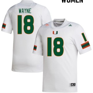 Women Jayden Wayne White University of Miami College Football #18 Jersey 732328-826