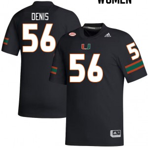 Women Jonathan Denis Black Miami College Football #56 Jersey 427041-286