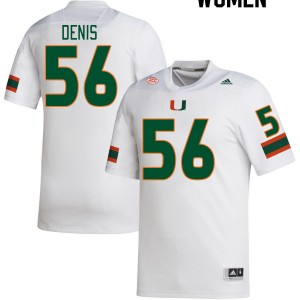 Women Jonathan Denis White Miami College Football #56 Jersey 398652-172