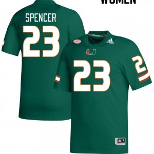 Women Kaleb Spencer Green Miami College Football #23 Jersey 922289-912
