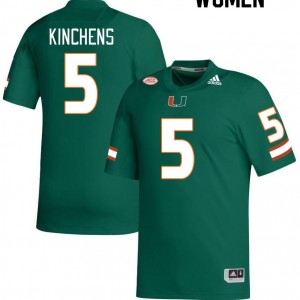 Women Kamren Kinchens Green Hurricanes College Football #5 Jersey 269681-550