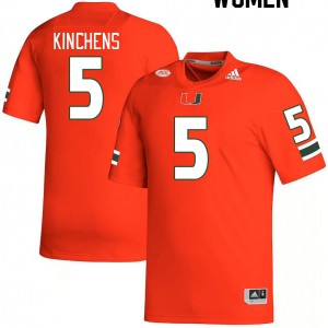 Women Kamren Kinchens Orange Miami Hurricanes College Football #5 Jersey 972518-918