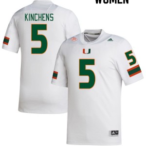 Women Kamren Kinchens White Miami College Football #5 Jersey 710579-692