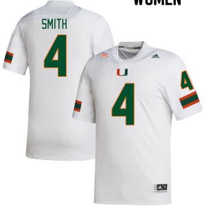 Women Keontra Smith White Miami College Football #4 Jersey 531716-426
