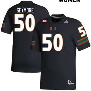 Women Laurance Seymore Black Miami College Football #50 Jersey 468514-955