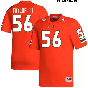 Women Leonard Taylor III Orange University of Miami College Football #56 Jersey 540226-517