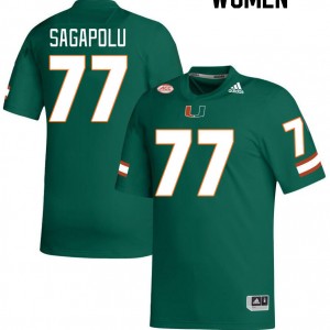 Women Logan Sagapolu Green Miami College Football #77 Jersey 202404-366