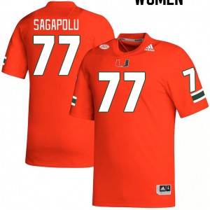 Women Logan Sagapolu Orange Miami College Football #77 Jersey 529549-193