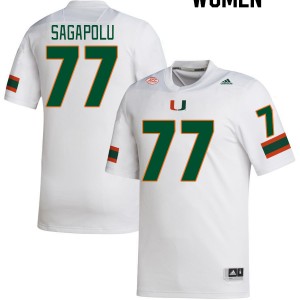 Women Logan Sagapolu White Miami College Football #77 Jersey 861304-491