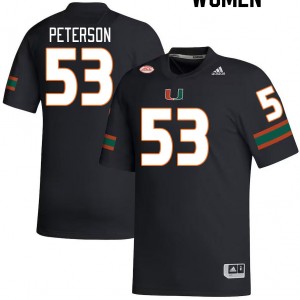 Women Lucas Peterson Black Miami College Football #53 Jersey 581228-965