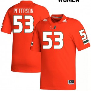 Women Lucas Peterson Orange Hurricanes College Football #53 Jersey 781231-322