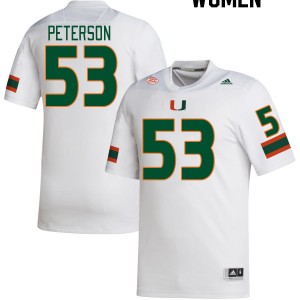 Women Lucas Peterson White Hurricanes College Football #53 Jersey 628189-770