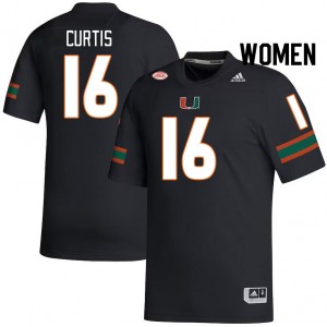 Women Malik Curtis Black Miami Hurricanes College Football #16 Jersey 957036-478