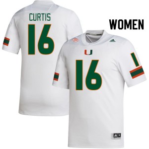 Women Malik Curtis White Miami Hurricanes College Football #16 Jersey 945501-723