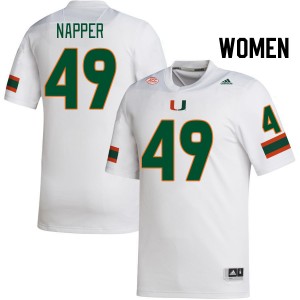 Women Mason Napper White Hurricanes College Football #49 Jersey 627498-398