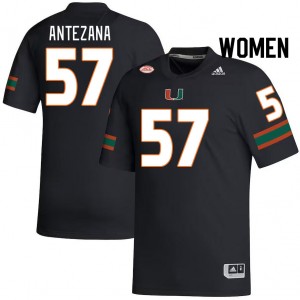 Women Matt Antezana Black University of Miami College Football #57 Jersey 629702-984