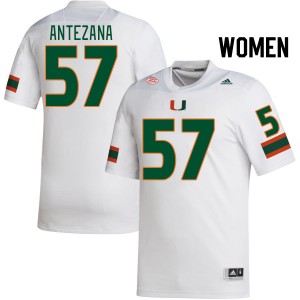 Women Matt Antezana White Hurricanes College Football #57 Jersey 543068-956