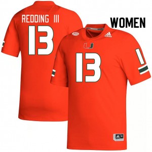 Women Michael Redding III Orange University of Miami College Football #13 Jersey 162418-912