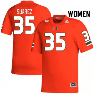 Women Michael Suarez Orange Miami Hurricanes College Football #35 Jersey 969539-738