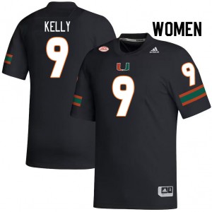 Women Nyjalik Kelly Black University of Miami College Football #9 Jersey 144025-706