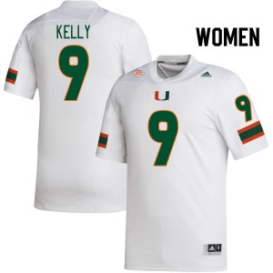 Women Nyjalik Kelly White Miami College Football #9 Jersey 300417-269