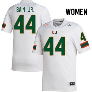 Women Rueben Bain Jr. White Hurricanes College Football #44 Jersey 111485-641