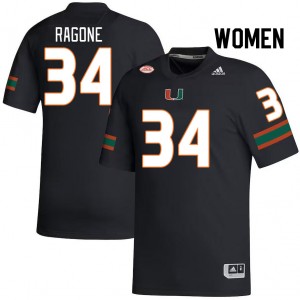 Women Ryan Ragone Black Miami College Football #34 Jersey 535073-126