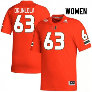 Women Samson Okunlola Orange University of Miami College Football #63 Jersey 881132-850